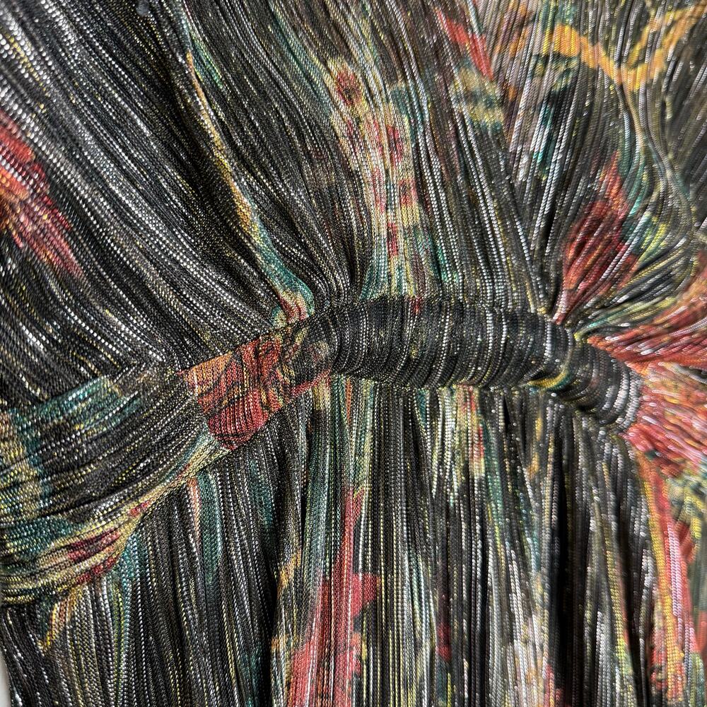 ba&sh Hendrix Floral Metallic Plissé Knit Long Sleeve Maxi Dress Size 0 XS Black - Picture 9 of 15